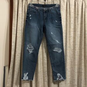 Signature Studio Boho Distressed Denim Jeans - 8